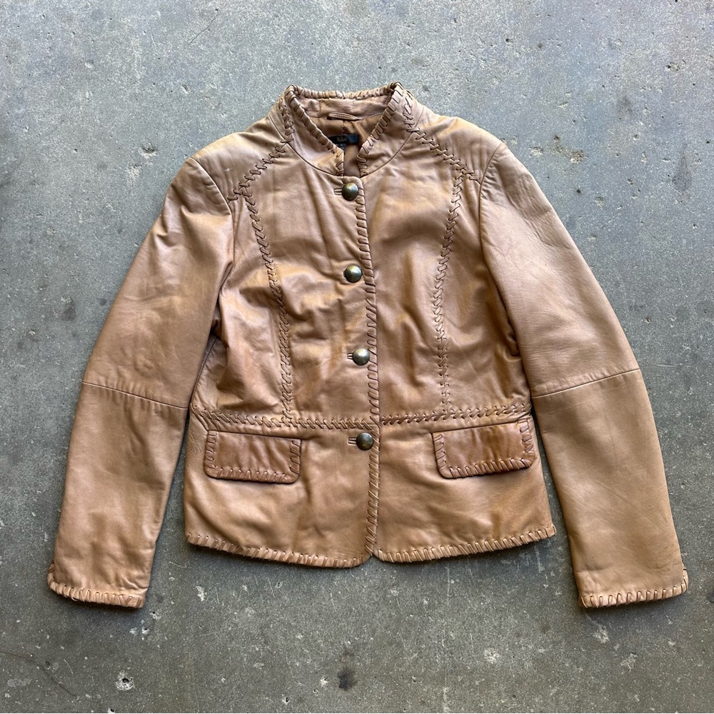 Reba Brown Genuine Leather Jacket Western Boho Style Women’s XL